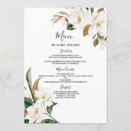 Elegant White Flowers Wedding or Dinner Party Menu