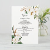 Elegant White Flowers Wedding or Dinner Party Menu (Staand voorkant)