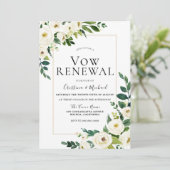 Elegant White Flowers Wedding Vow Renewal Kaart (Staand voorkant)