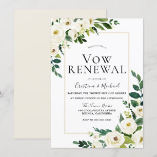 Elegant White Flowers Wedding Vow Renewal Kaart