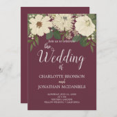 Elegant White Flowers Wine Weddenschap Kaart (Voorkant / Achterkant)