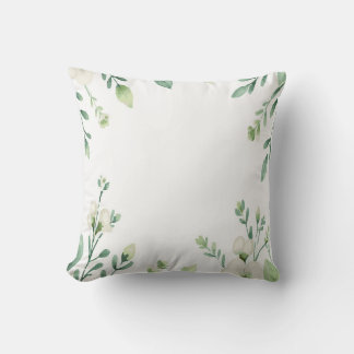 Elegant White Flowers with Green Stems and Leaves Kussen