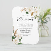 Elegant White Flowers Womans Retirement Party Kaart (Staand voorkant)