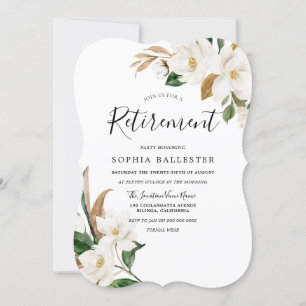 Elegant White Flowers Womans Retirement Party Kaart