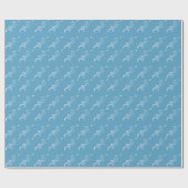 Elegant White Foliage Pattern on Blue Cadeaupapier (Vlak)