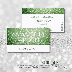 Elegant White Forest Green Glitter Sparkle Stars Visitekaartje