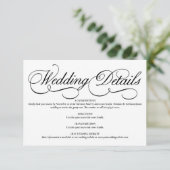 Elegant White Formal Wedding Details Card Informatiekaartje (Staand voorkant)