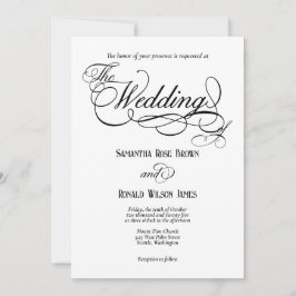 Elegant White Formal Wedding Invitation Kaart