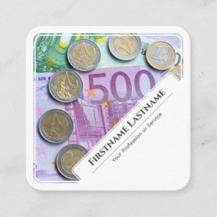Elegant white framing euro money financial experts vierkante visitekaartje