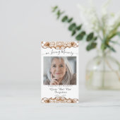 Elegant White Funeral Memorial Prayer Photo Card Visitekaartje (Staand voorkant)