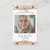 Elegant White Funeral Memorial Prayer Photo Card Visitekaartje (Voorkant)