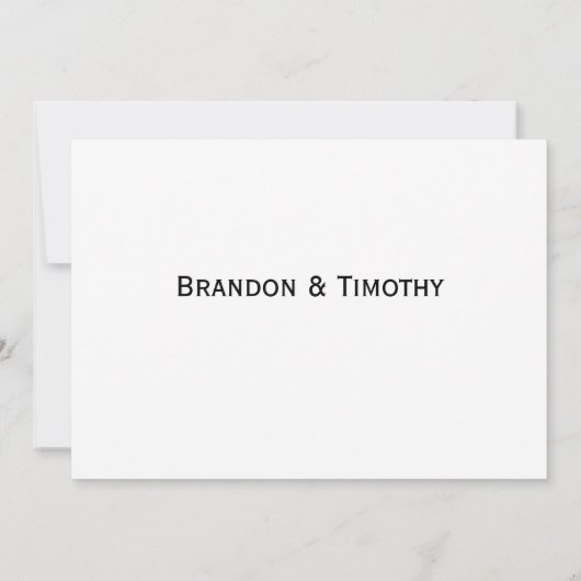 Elegant White Gay Wedding RSVP Card Kaart (Achterkant)