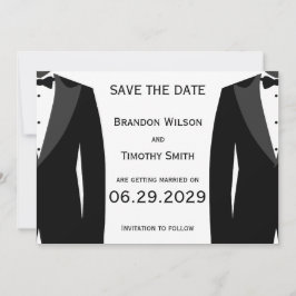 Elegant White Gay Wedding Save The Date Cards Kaart