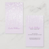 Elegant White Glitter Crystal Drift Light Plum Visitekaartje (Voorkant / Achterkant)
