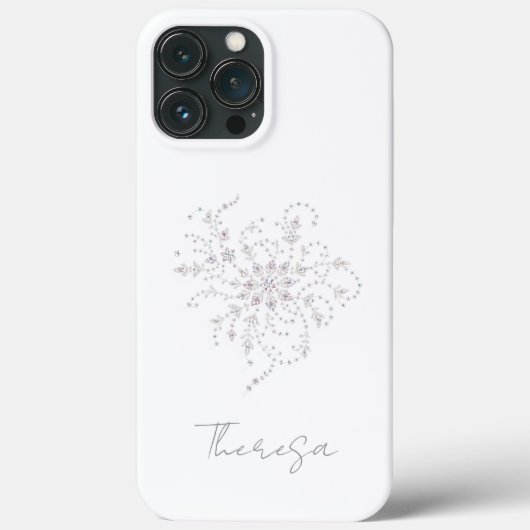 Elegant White Glitter Phone Case with Custom Name (Achterkant)