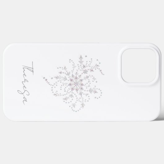Elegant White Glitter Phone Case with Custom Name  (Achterkant (horizontaal))