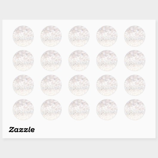 Elegant White Glitter Ronde Sticker (Vel)