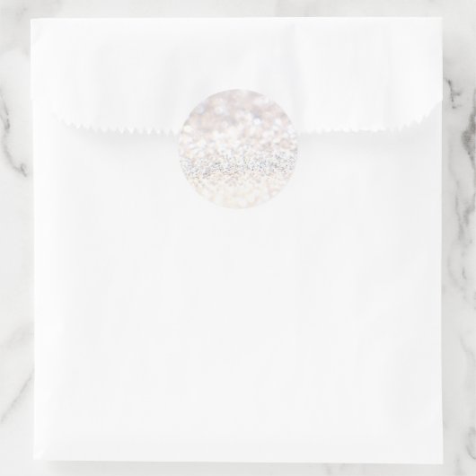 Elegant White Glitter Ronde Sticker (Tas)
