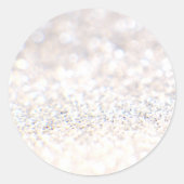 Elegant White Glitter Ronde Sticker (Voorkant)