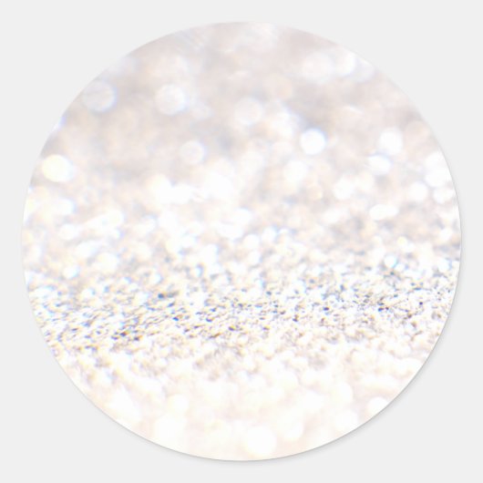 Elegant White Glitter Ronde Sticker (Voorkant)