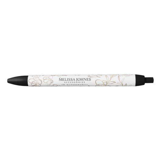 Elegant White Gold Aangepaste handelsnaam Inktpen Zwarte Inkt Pen (Voorkant)