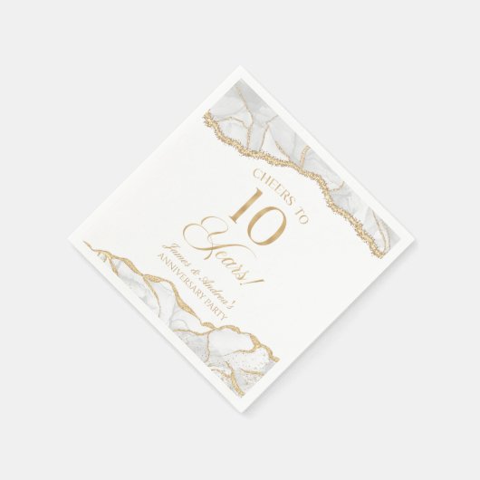 Elegant White Gold Agate 10th Anniversary Party Servet (Hoek)