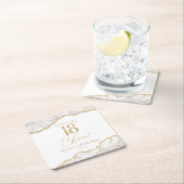 Elegant White Gold Agate 18th Birthday Party Kartonnen Onderzetters (Insitu)