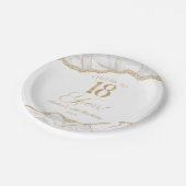Elegant White Gold Agate 18th Birthday Party Papieren Bordje (Gekanteld)