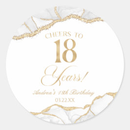 Elegant White Gold Agate 18th Birthday Party Ronde Sticker