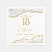 Elegant White Gold Agate 18th Birthday Party Servet (Voorkant)