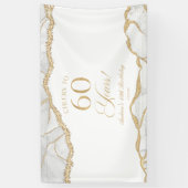 Elegant White Gold Agate 60th Birthday Party Spandoek (Verticaal)
