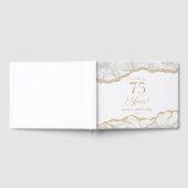Elegant White Gold Agate 75th Birthday Party Gastenboek (Volledig)