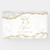 Elegant White Gold Agate 75th Birthday Party Spandoek (Horizontaal)