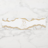 Elegant White Gold Agate 75th Birthday Party Waterfles Etiket (Enkel label)
