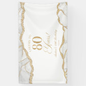 Elegant White Gold Agate 80th Birthday Party Spandoek (Verticaal)