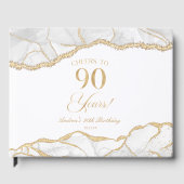 Elegant White Gold Agate 90th Birthday Party Gastenboek (Voorkant)