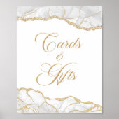 Elegant White Gold Agate Cards & Gifts Sign Poster (Voorkant)