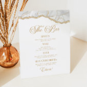 Elegant White Gold Agate Party Bar Menu Reclamebord Met Voetstuk
