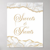 Elegant White Gold Agate Sweets and Treats Sign Poster (Voorkant)