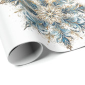 Elegant White, Gold and BlueChristmas Wrapping Cadeaupapier (Rol Hoek)