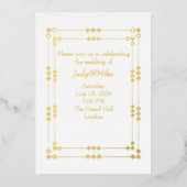 Elegant White & Gold Art Deco Foil Invitation Folie Uitnodiging (Voorkant)