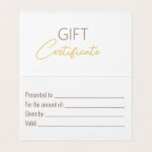 Elegant White Gold Bow Classy Luminous Gift Card Kaart (Binnenkant ongevouwen)