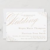 Elegant White Gold Calligraphy Wedding Invitation Kaart (Voorkant)