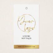 Elegant White & Gold Clothing Hang Label Price Lab Visitekaartje (Voorkant)