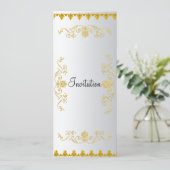 Elegant White Gold Color Uitnodiging (Staand voorkant)