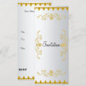 Elegant White Gold Color Uitnodiging (Voorkant / Achterkant)