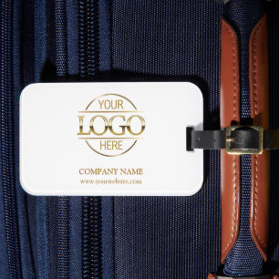 Elegant White Gold Corporate Company Zakelijk Logo Bagagelabel