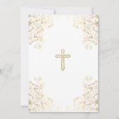 Elegant White Gold Cross Baptisme Invitation Kaart (Achterkant)