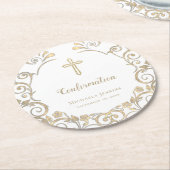 Elegant White Gold Cross bevestiging Ronde Kartonnen Onderzetter (Gebogen)