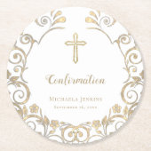 Elegant White Gold Cross bevestiging Ronde Kartonnen Onderzetter (Voorkant)